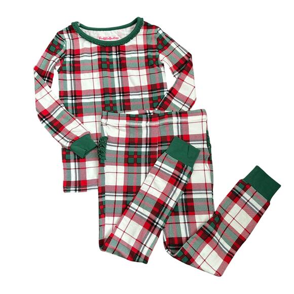 NEW Ruffle Butts Dashing Dreams Plaid Modal Christmas Two Piece Pajama‎ Set 4T - Picture 1 of 6